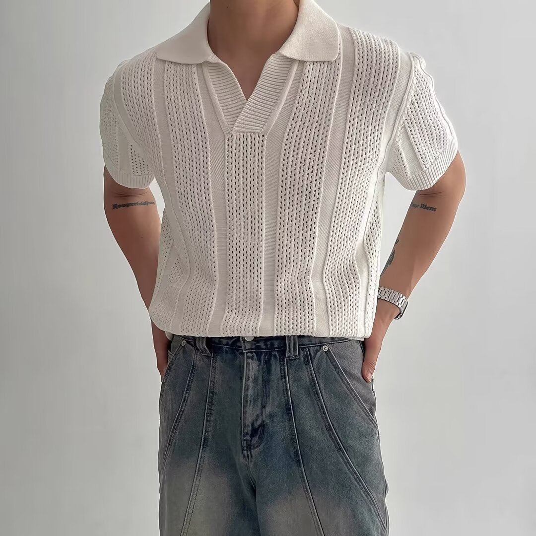 Camiseta Polo de Malla Tejida para Hombre de Manga Corta, Ideal para Verano