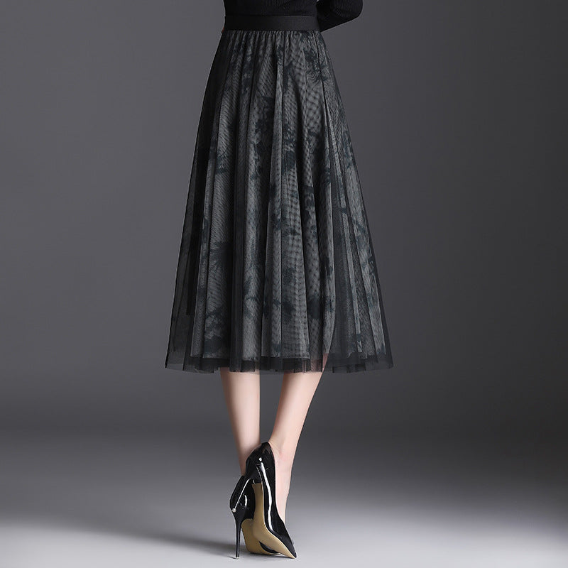 Falda A-Line de Tul Plisado de Tres Capas y Tiro Alto | Ideal para Primavera y Otoño