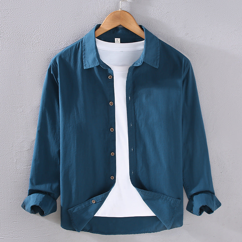 Camisa de Manga Larga para Hombre en Algodón Fino – Ideal para Primavera y Otoño