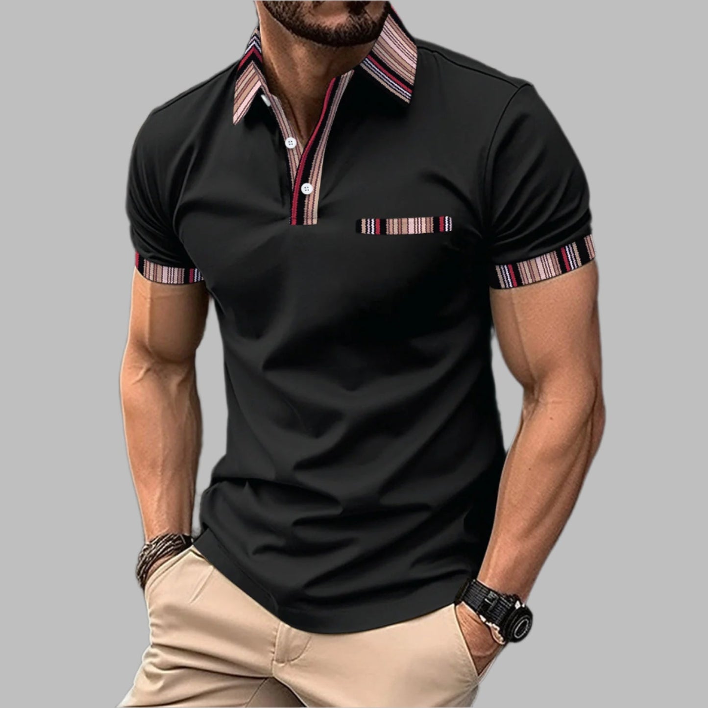 Camiseta de Manga Corta con Cuello Impreso y Botones – Ideal para Verano