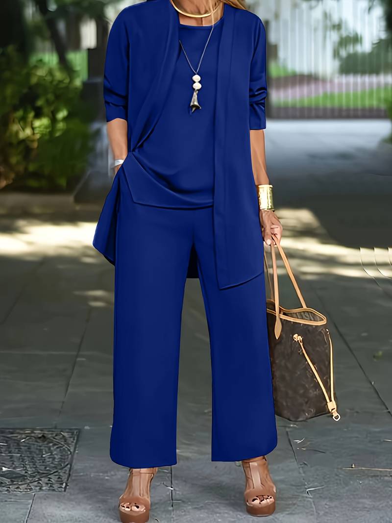 Conjunto elegante de dos piezas con chaqueta y pantalones largos I Ideal para primavera y otoño