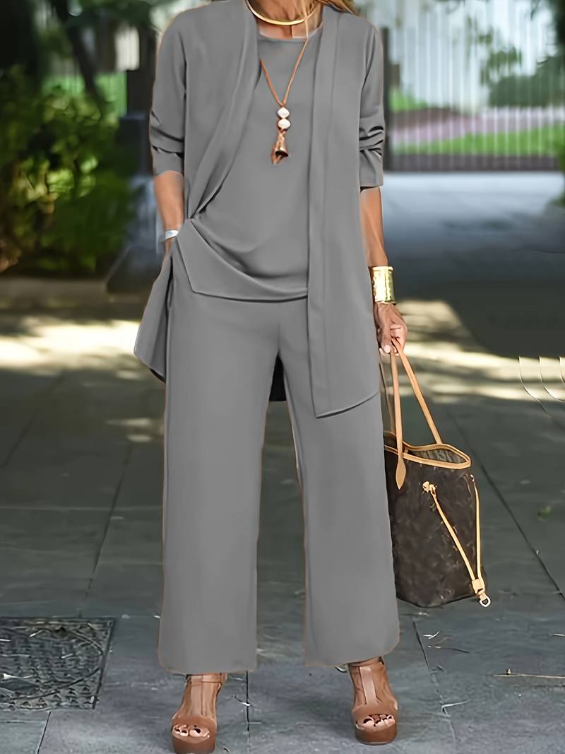 Conjunto elegante de dos piezas con chaqueta y pantalones largos I Ideal para primavera y otoño