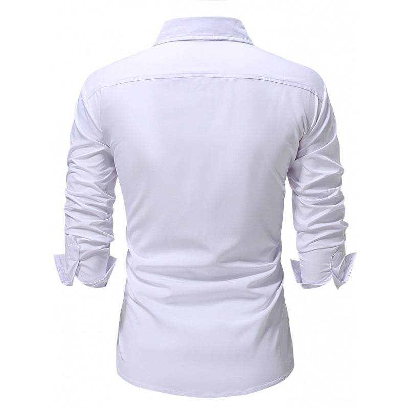 Camisa de Negocios Manga Larga Color Sólido Ideal para Primavera y Otoño