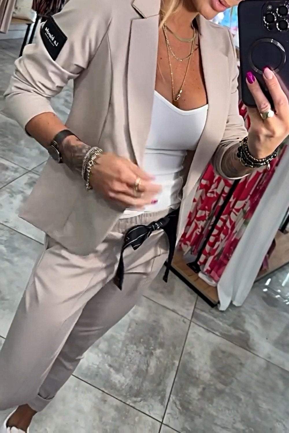 Conjunto de Dos Piezas con Blazer Ligero y Pantalones Elásticos | Ideal para Primavera y Otoño