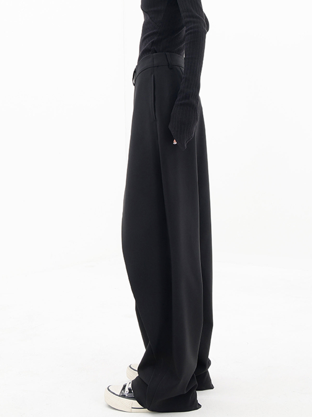 Pantalones anchos de cintura alta con botón asimétrico I Ideales para primavera y otoño