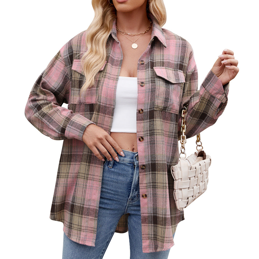 Camisa Holgada de Cuadros con Botones y Bolsillos | Ideal para Primavera y Otoño