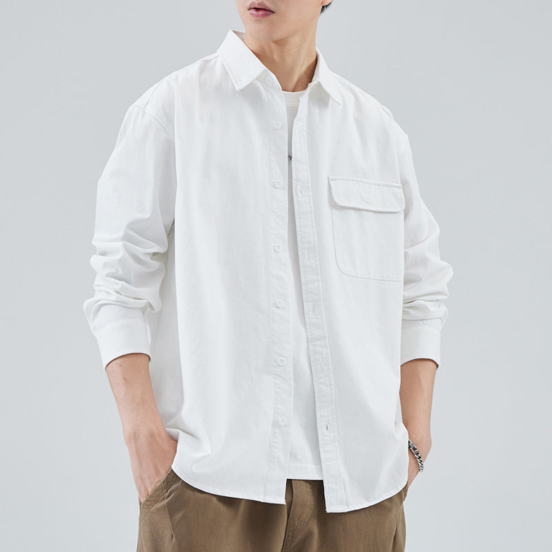 Chaqueta de Camisa Holgada de Algodón para Hombre Ideal para Todas las Estaciones
