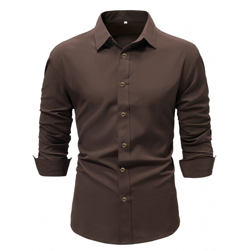 Camisa de Negocios Manga Larga Color Sólido Ideal para Primavera y Otoño