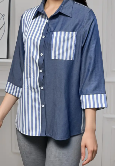Blusa de Botones a Rayas con Bolsillo | Ideal para Primavera y Verano