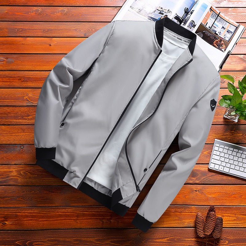 Chaqueta Ligera de Color Sólido para Hombre Ajustada | Ideal para Primavera y Otoño