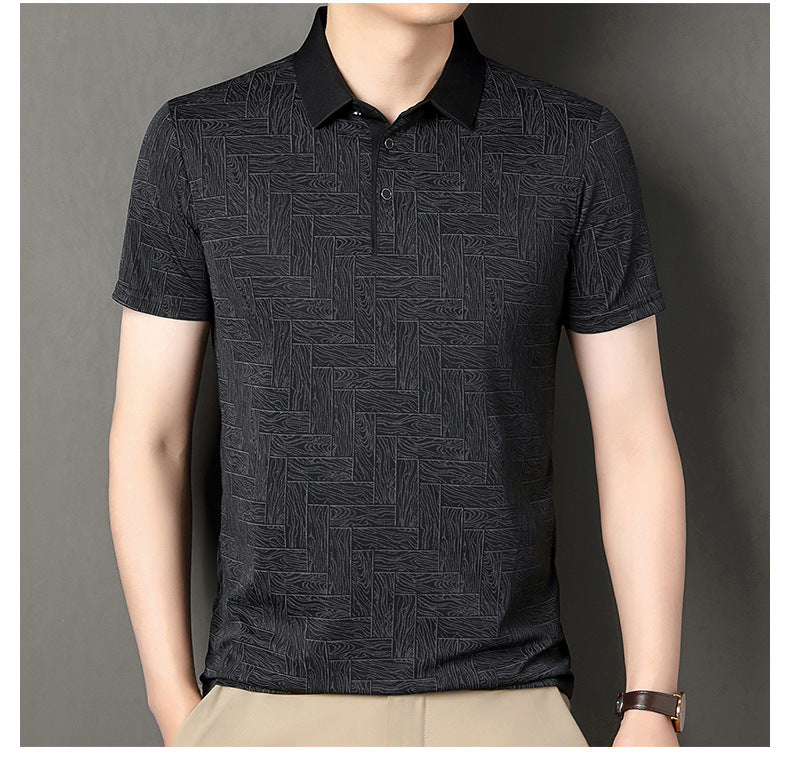 Camisa de Manga Corta en Seda Helada Estampada – Ideal para el Verano
