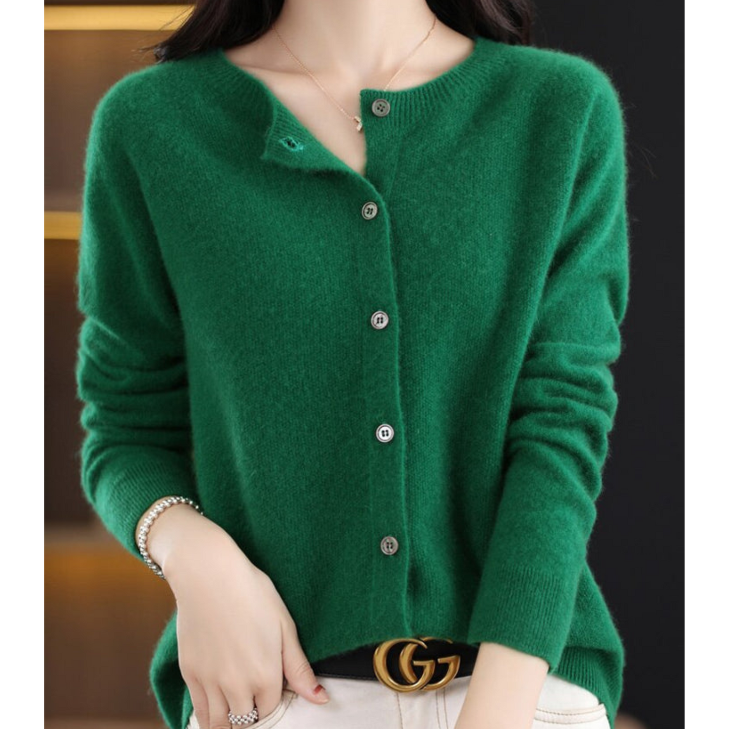 Cárdigan de punto suave con cuello redondo I Ideal para otoño e invierno