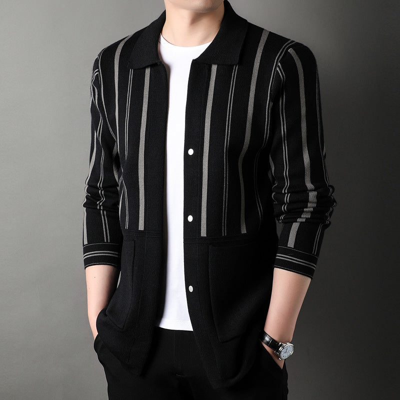 Cárdigan holgado de punto para hombre con mangas largas, ideal para otoño
