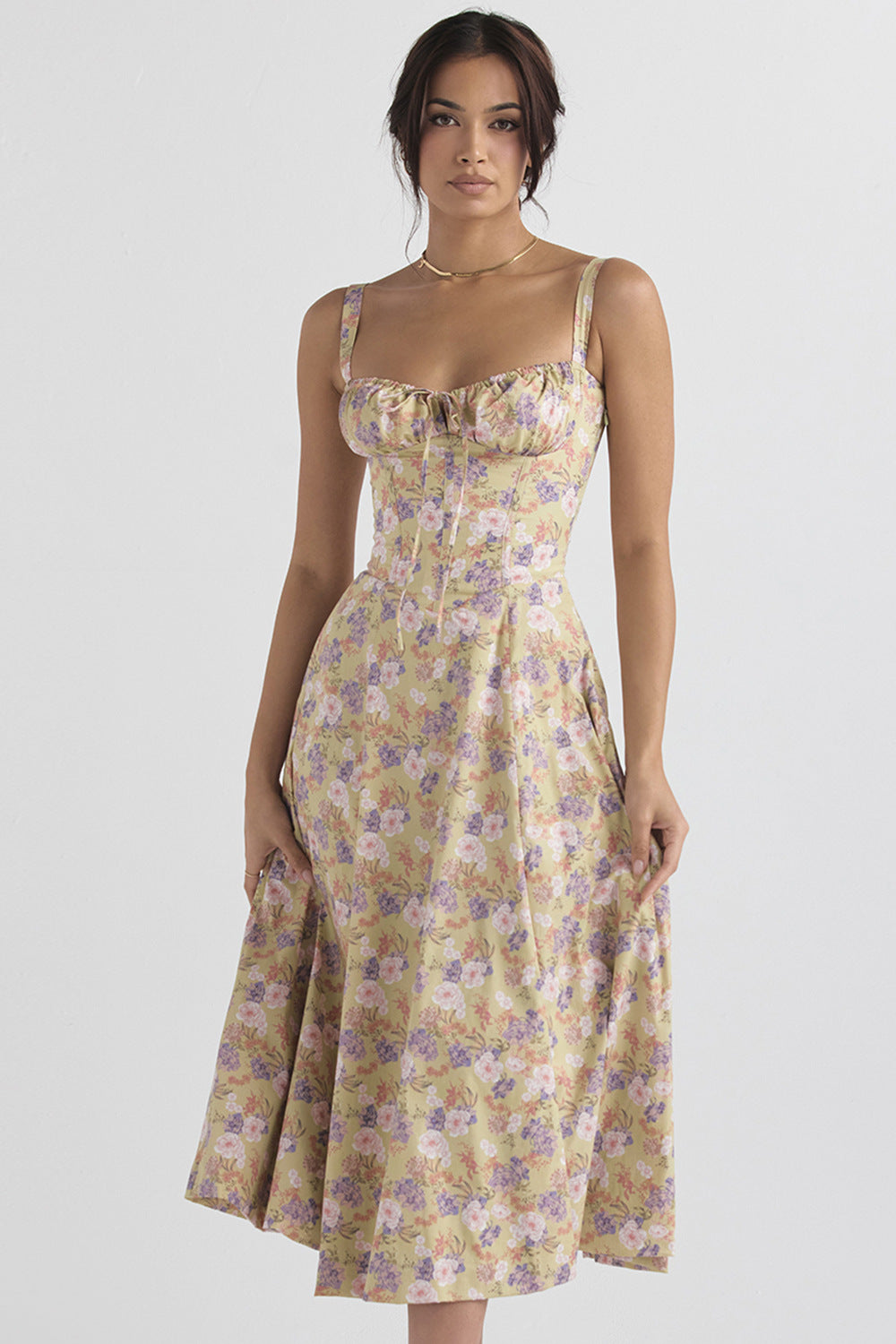 Vestido de estampado floral para mujer con tirantes ajustables | Ideal para verano