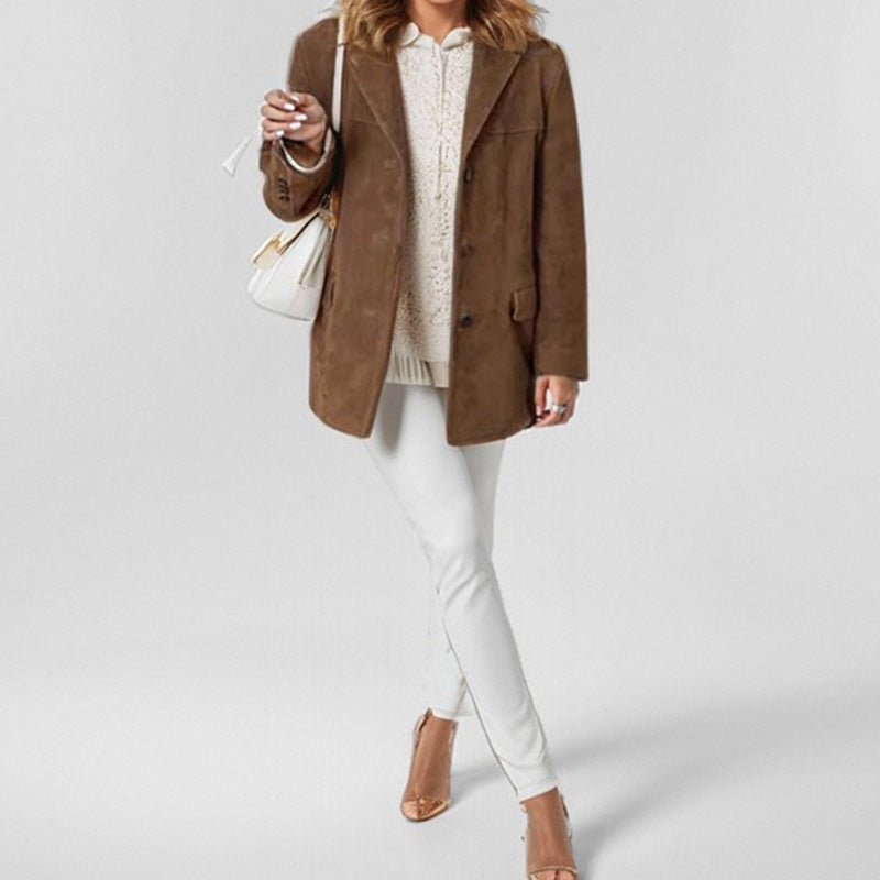 Blazer de cuero ajustado para mujer con cierre de botones I Ideal para primavera y otoño