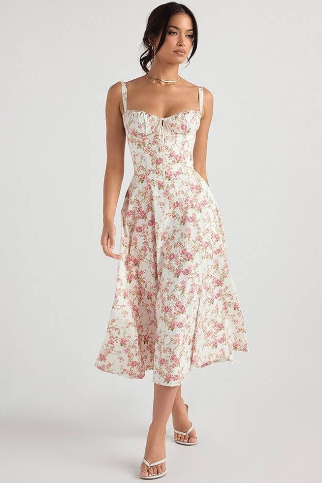 Vestido Midi con Corsé y Cordones | Ideal para Primavera y Verano