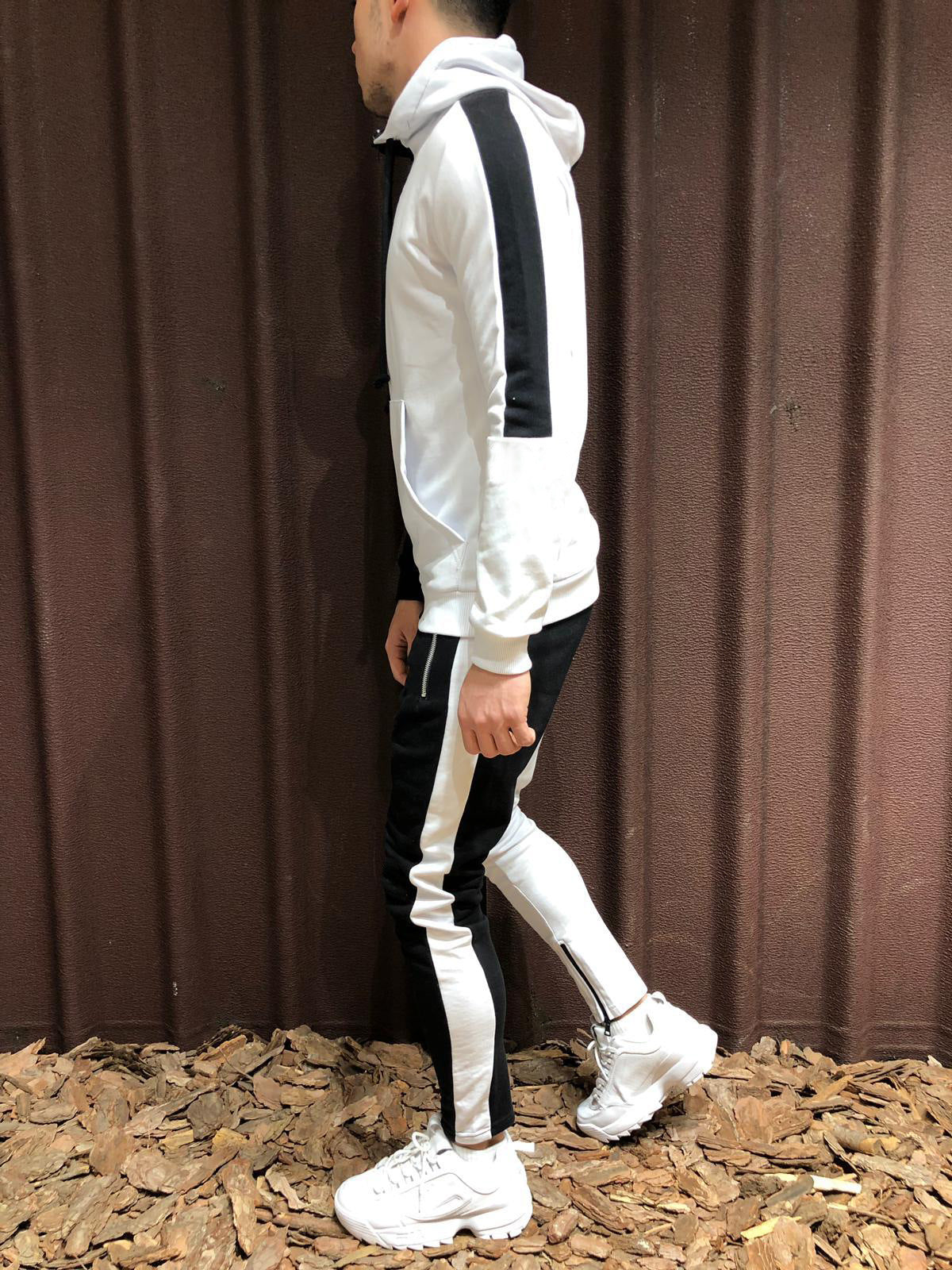 Conjunto de Chaqueta con Capucha y Pantalón en Contraste – Ideal para Todas las Temporadas