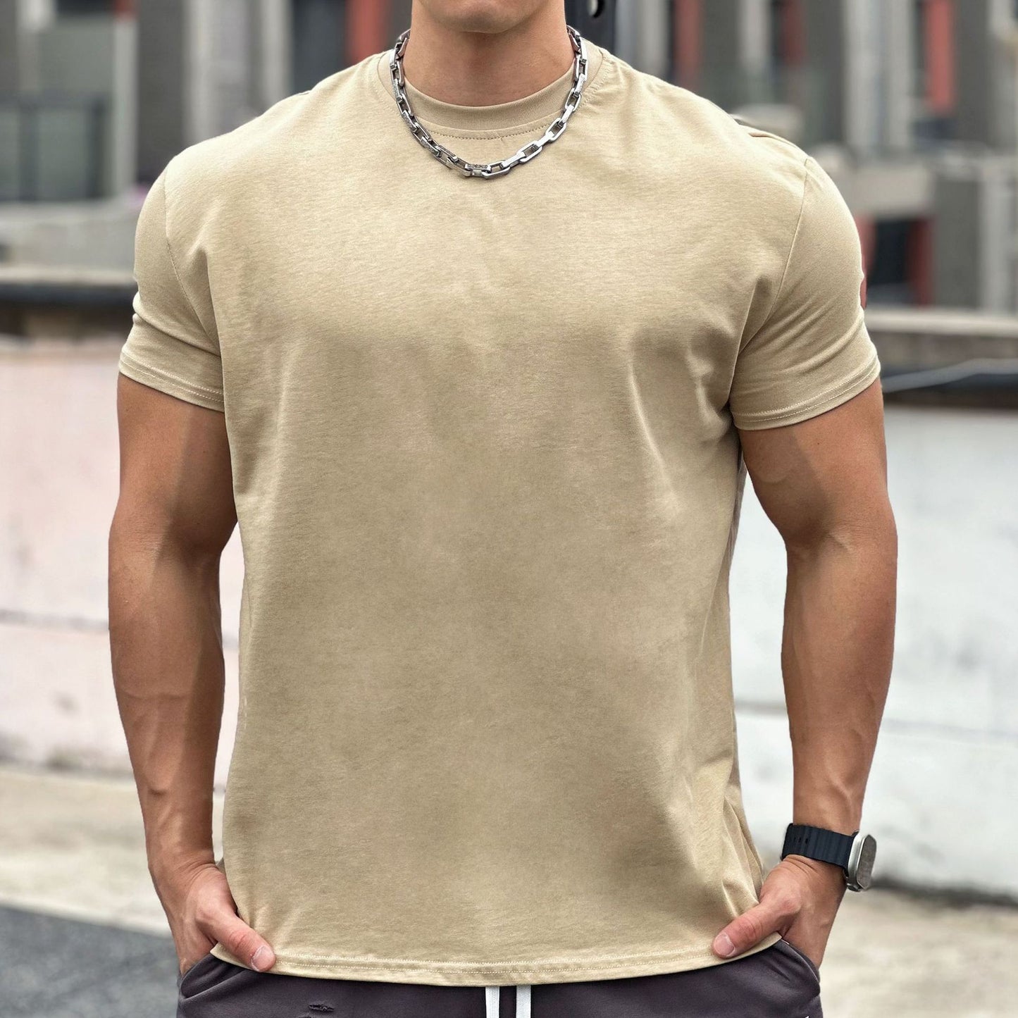 Camiseta Deportiva de Algodón Holgada de Manga Corta Ideal para el Verano