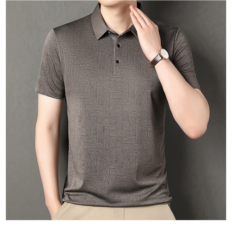 Camisa de Manga Corta en Seda Helada Estampada – Ideal para el Verano