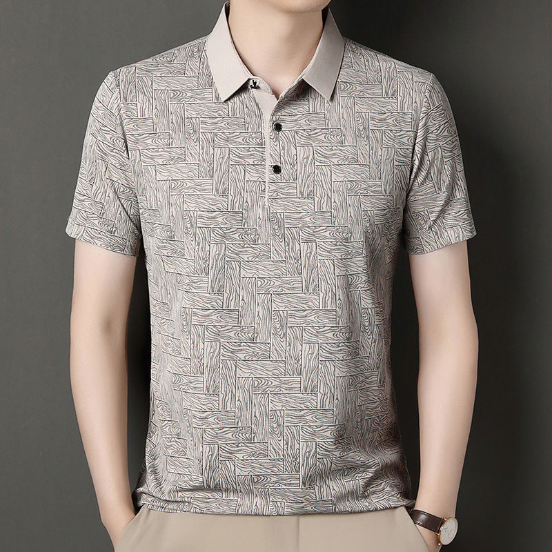 Camisa de Manga Corta en Seda Helada Estampada – Ideal para el Verano