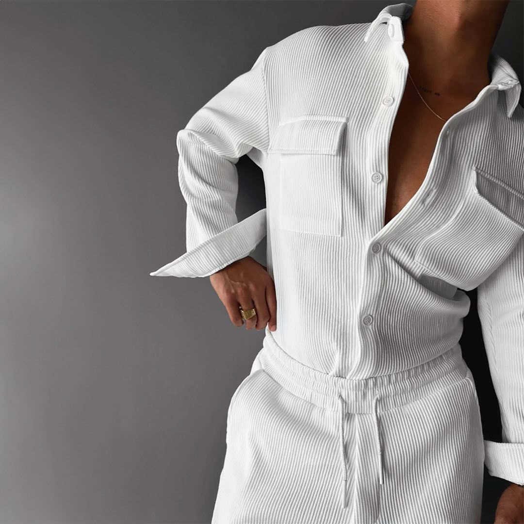 Camisa de Manga Larga Holgada con Solapa, Ideal para Todas las Estaciones