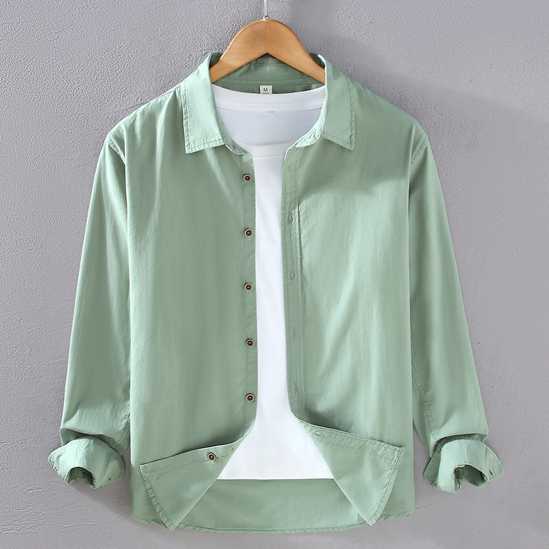 Camisa de Manga Larga para Hombre en Algodón Fino – Ideal para Primavera y Otoño