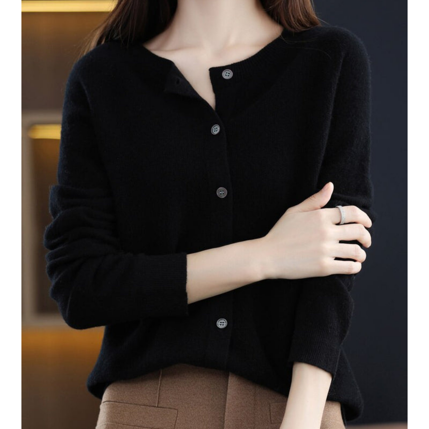 Cárdigan de punto suave con cuello redondo I Ideal para otoño e invierno