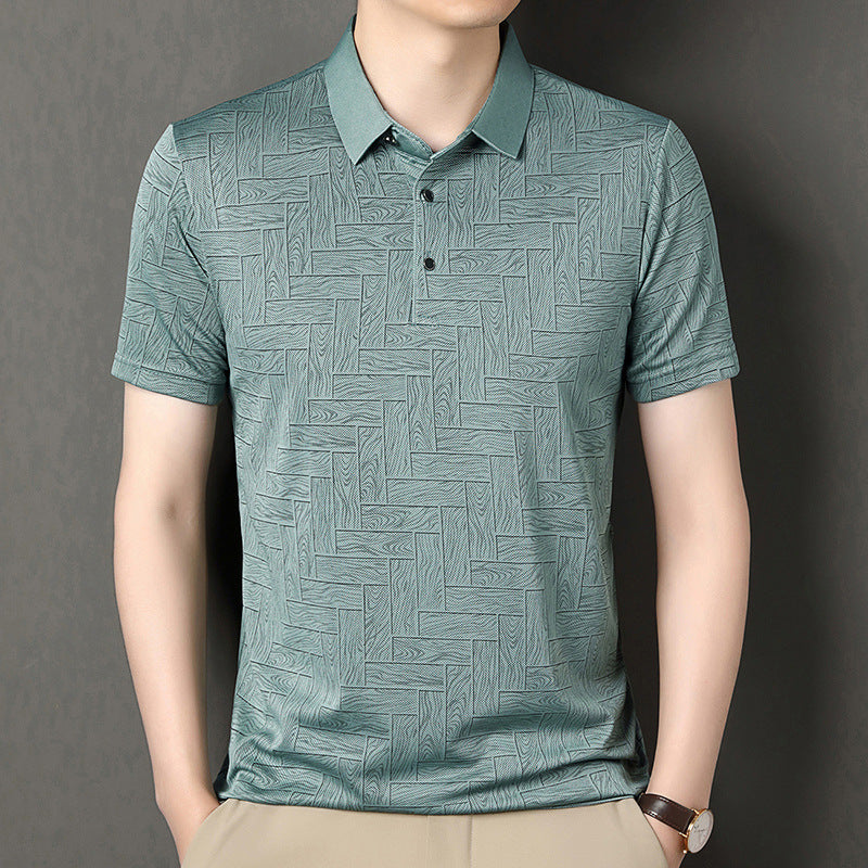 Camisa de Manga Corta en Seda Helada Estampada – Ideal para el Verano