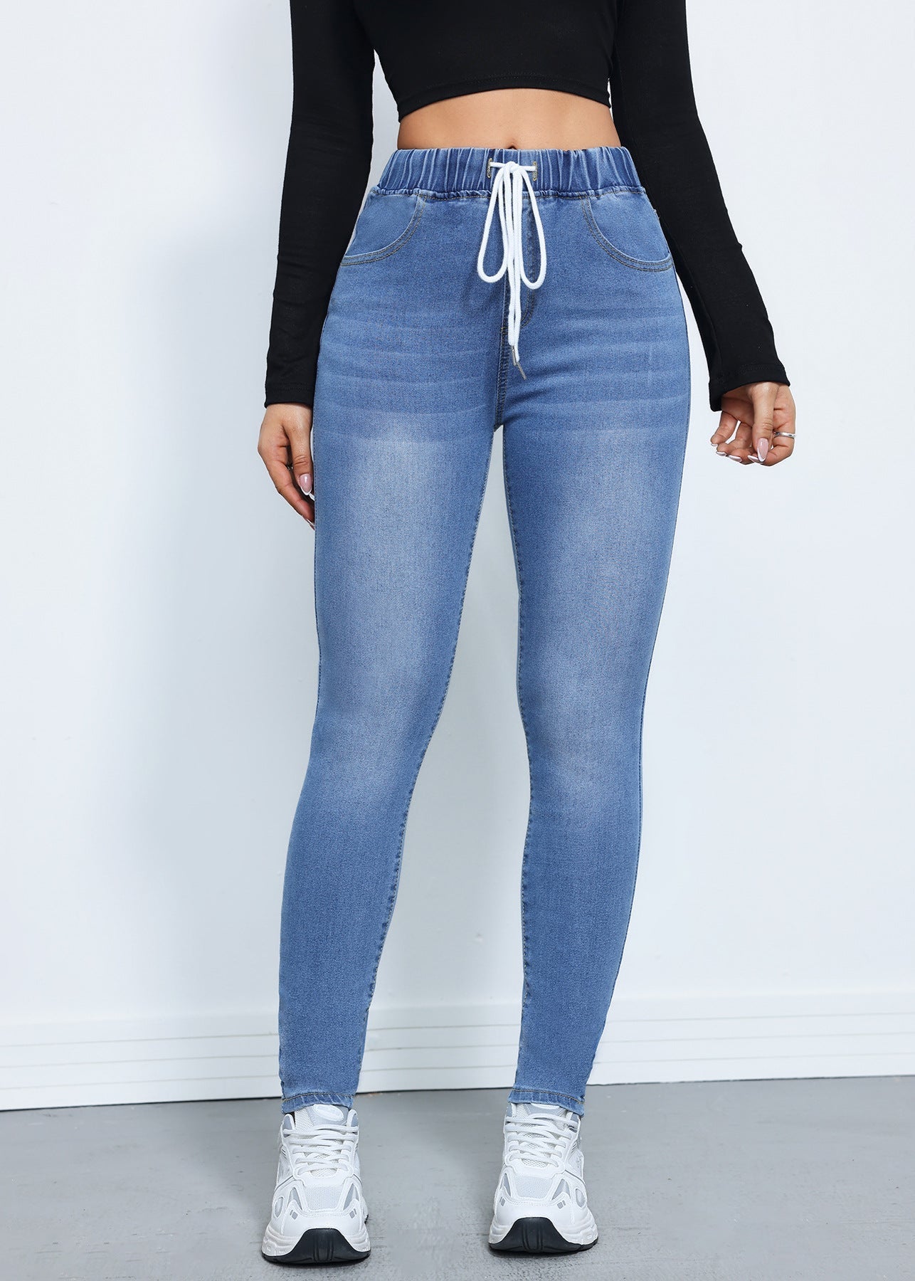 Pantalones Tipo Jogger de Mezclilla con Elástico Alto y Cordón | Ideales para Otoño e Invierno