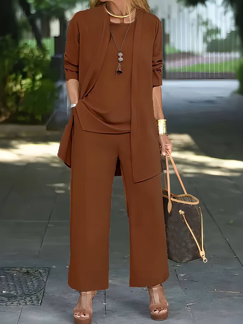 Conjunto elegante de dos piezas con chaqueta y pantalones largos I Ideal para primavera y otoño