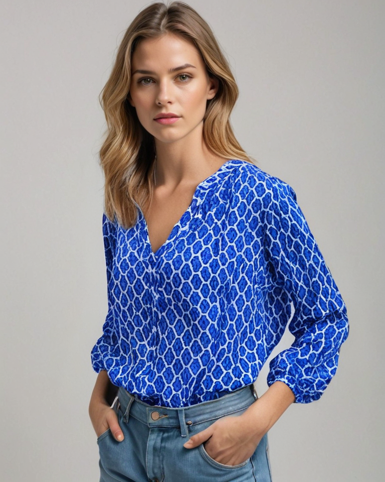 Blusa de Algodón con Cuello en V y Detalle de Botones | Ideal para Primavera y Otoño
