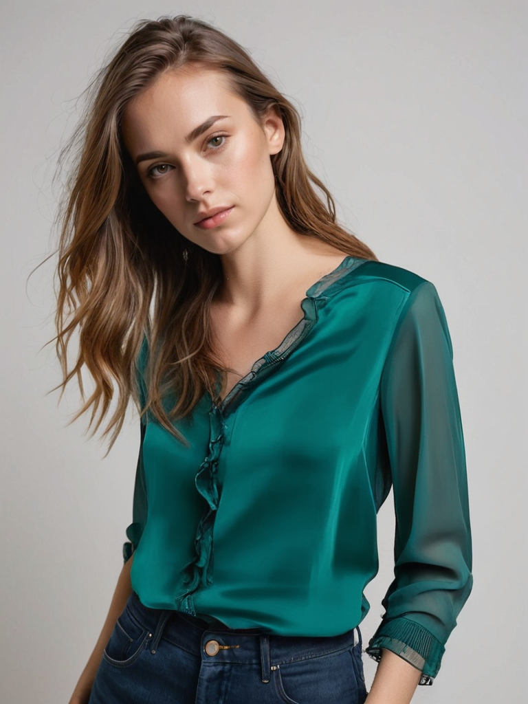 Blusa de Manga Larga con Tejido Elástico y Ajuste Entallado | Ideal para Primavera y Otoño