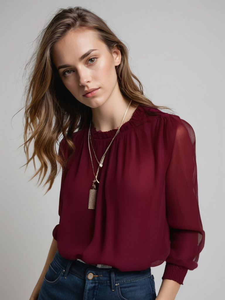 Blusa de Manga Larga con Tejido Elástico y Ajuste Entallado | Ideal para Primavera y Otoño