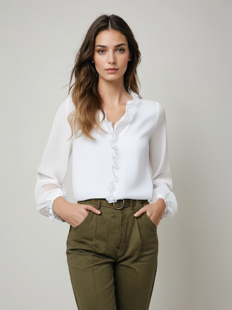 Blusa de Manga Larga con Tejido Elástico y Ajuste Entallado | Ideal para Primavera y Otoño