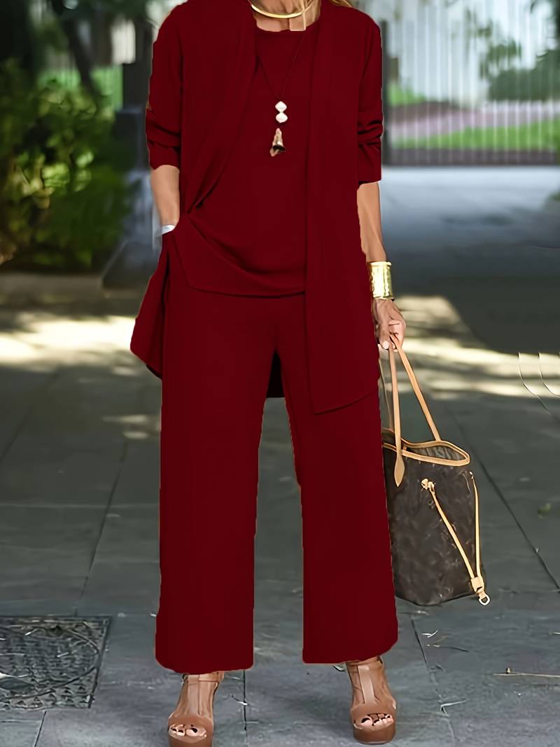 Conjunto elegante de dos piezas con chaqueta y pantalones largos I Ideal para primavera y otoño