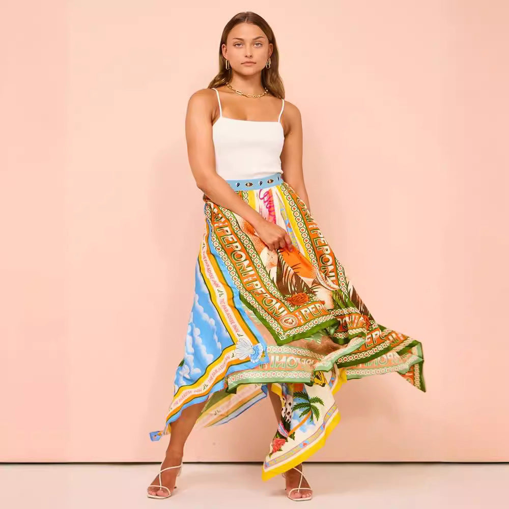 Falda Midi Asimétrica con Estampado Floral | Ideal para Primavera y Verano