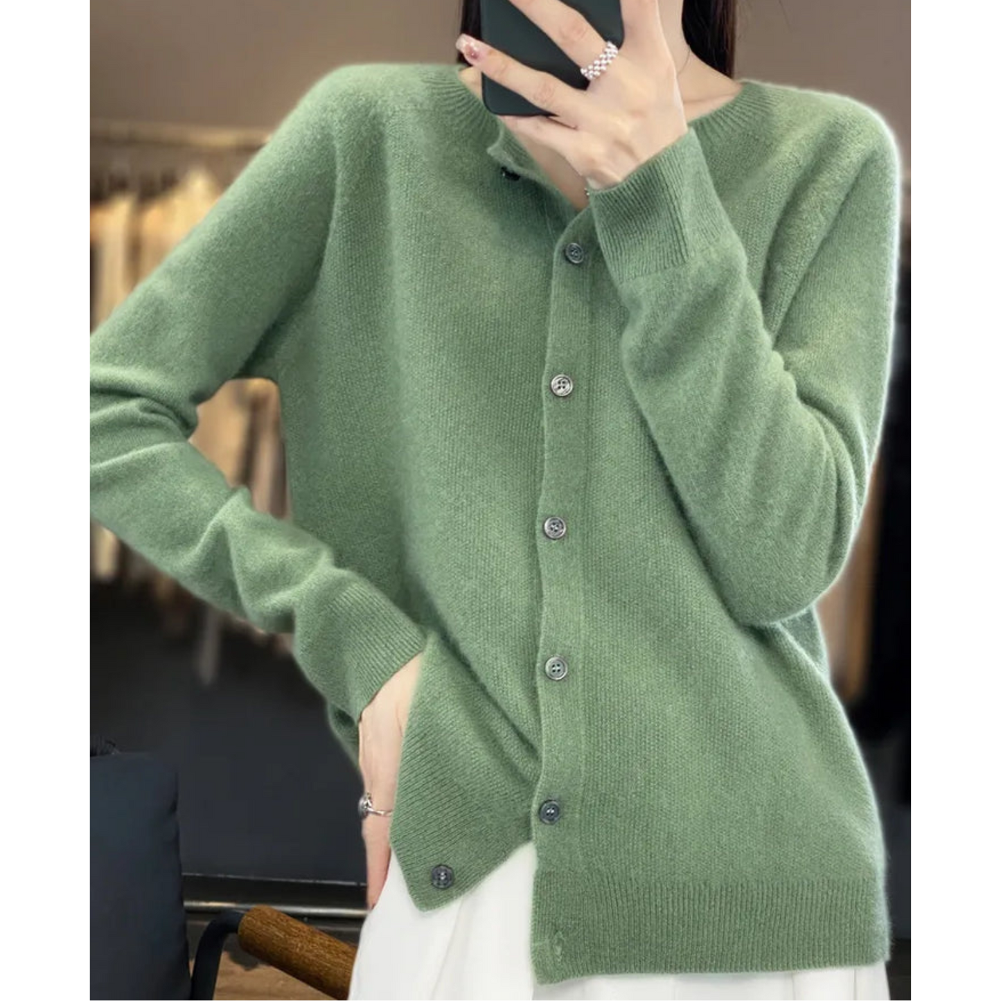 Cárdigan de punto suave con cuello redondo I Ideal para otoño e invierno