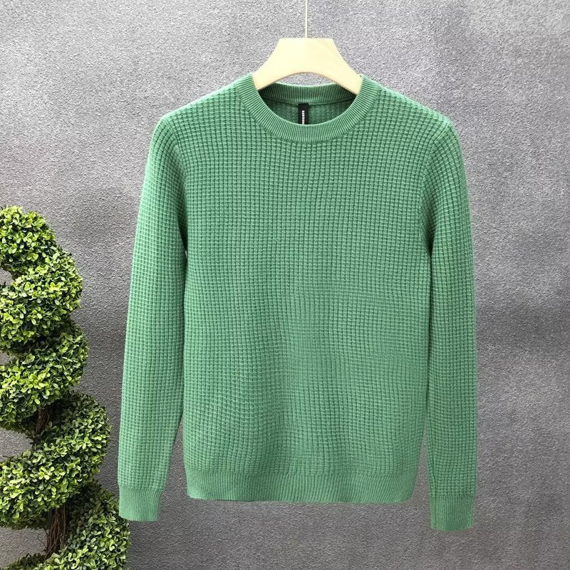 Suéter de Punto Holgado para Hombre con Cuello Redondo, Ideal para Otoño