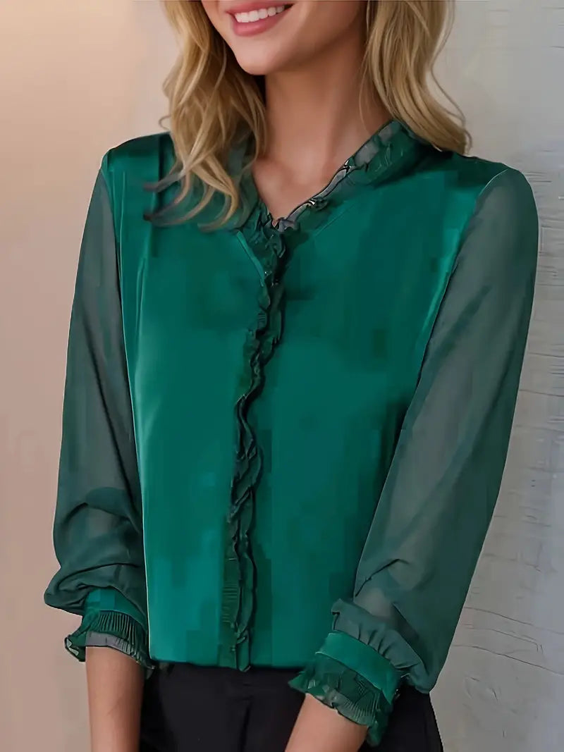 Blusa de Manga Larga con Tejido Elástico y Ajuste Entallado | Ideal para Primavera y Otoño