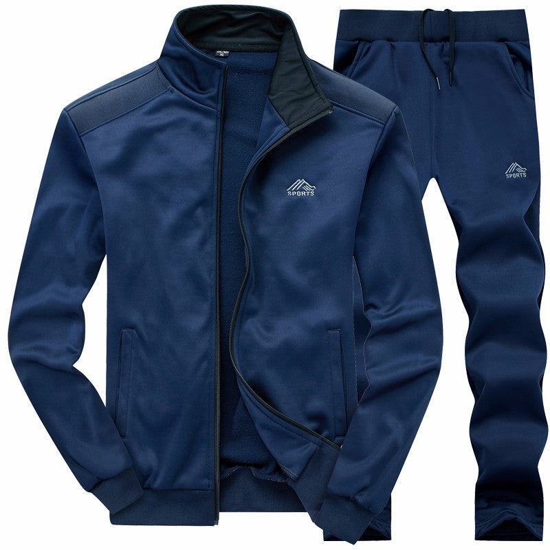 Conjunto de Dos Piezas para Hombre con Cuello Alto Bordado y Mangas Largas | Ideal para Primavera y Otoño