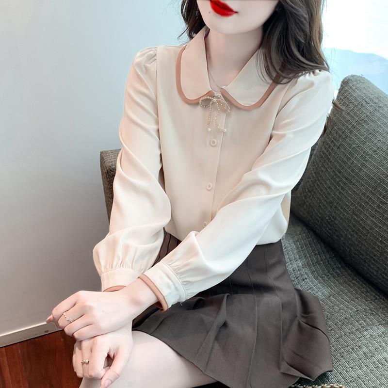Camisa de Manga Larga con Estampado 3D en Tono Melocotón | Ideal para Primavera y Otoño