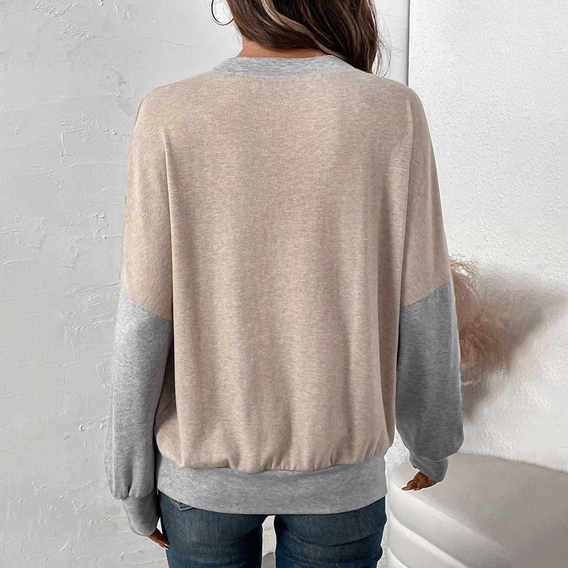 Suéter Delgado de Bloques de Color con Cuello Redondo | Ideal para Primavera y Otoño