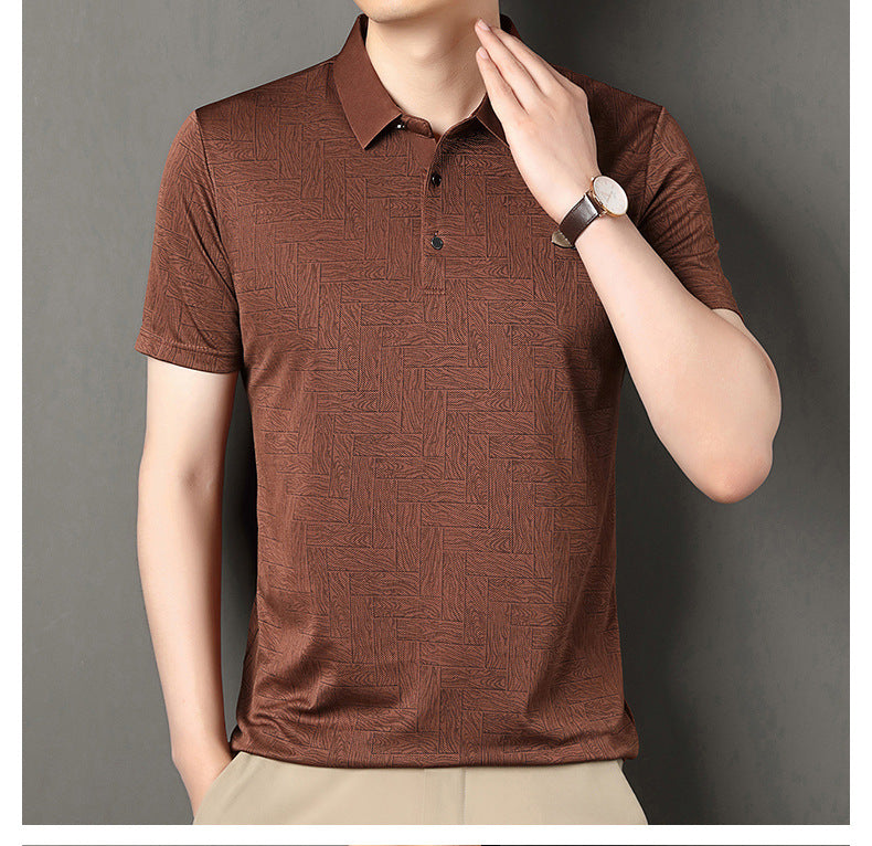 Camisa de Manga Corta en Seda Helada Estampada – Ideal para el Verano