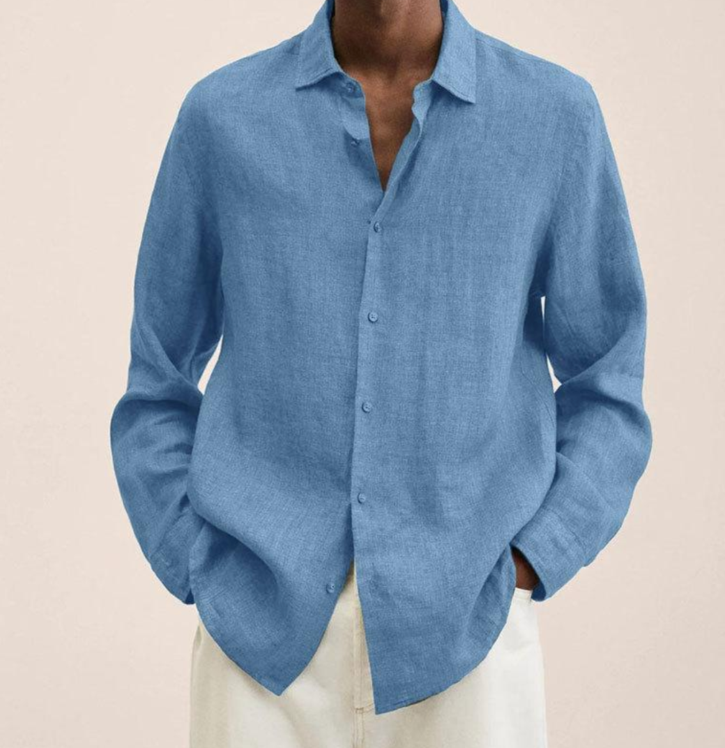 Camisa Clásica de Lino para Hombre con Tejido Transpirable | Ideal para Verano