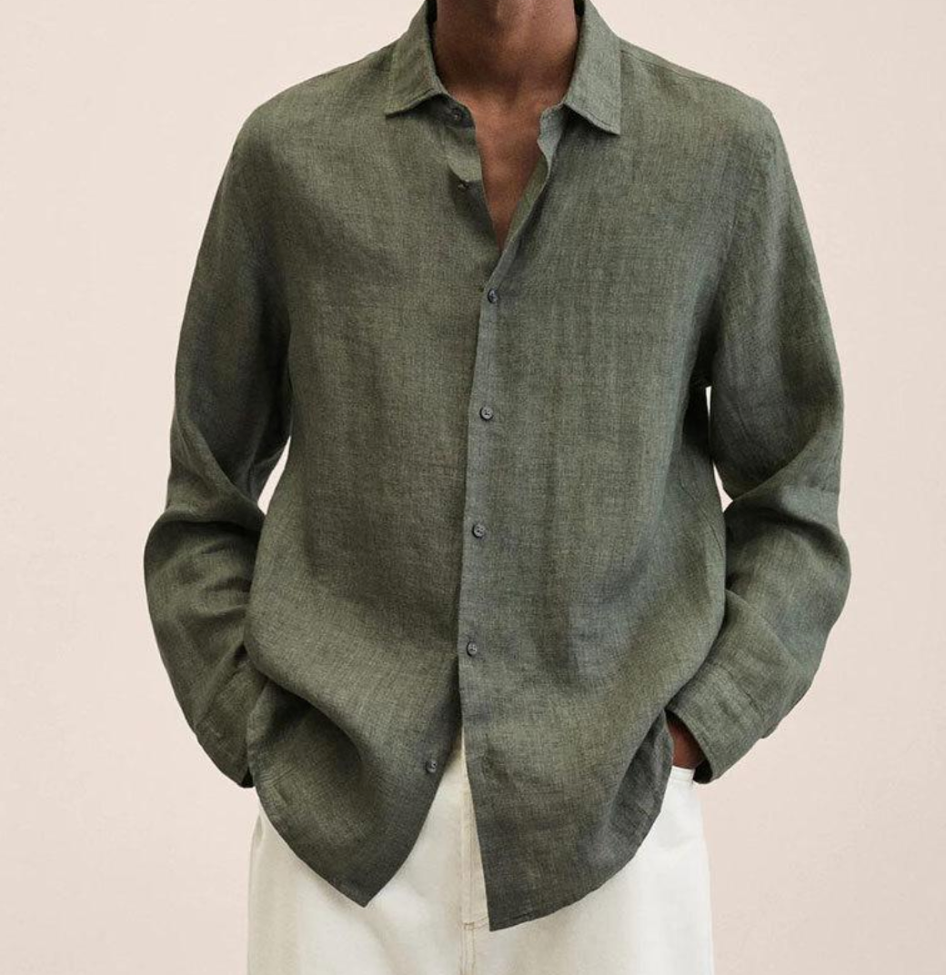 Camisa Clásica de Lino para Hombre con Tejido Transpirable | Ideal para Verano