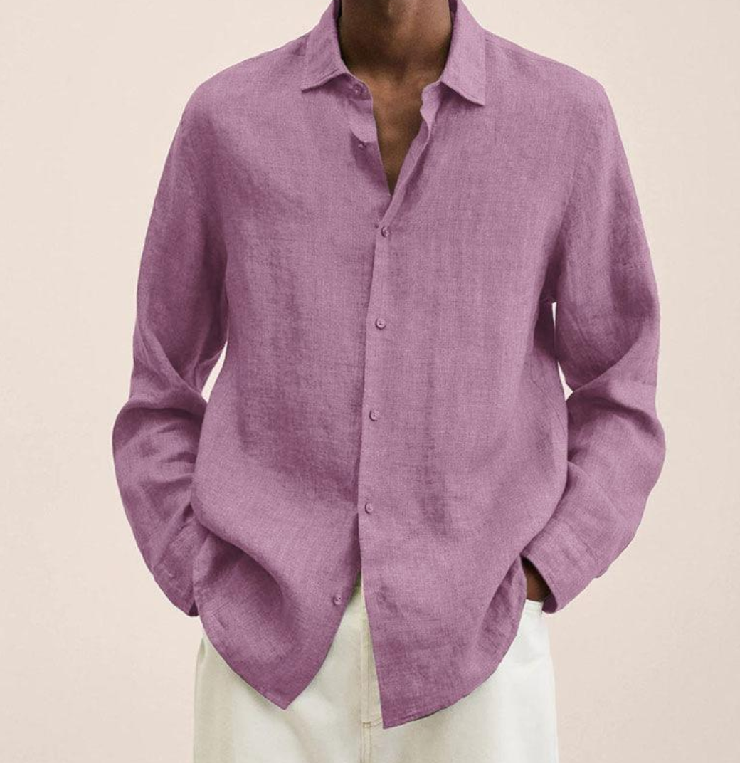 Camisa Clásica de Lino para Hombre con Tejido Transpirable | Ideal para Verano