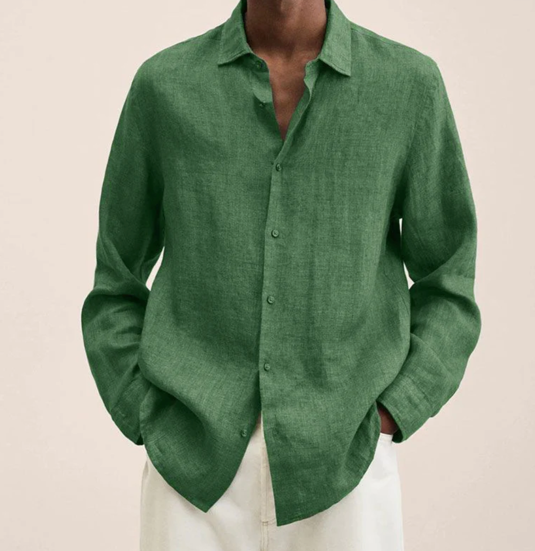 Camisa Clásica de Lino para Hombre con Tejido Transpirable | Ideal para Verano