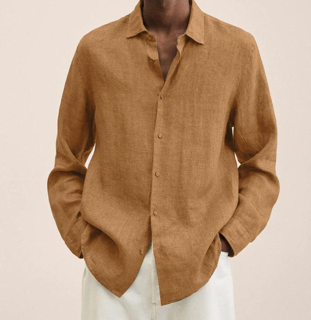 Camisa Clásica de Lino para Hombre con Tejido Transpirable | Ideal para Verano