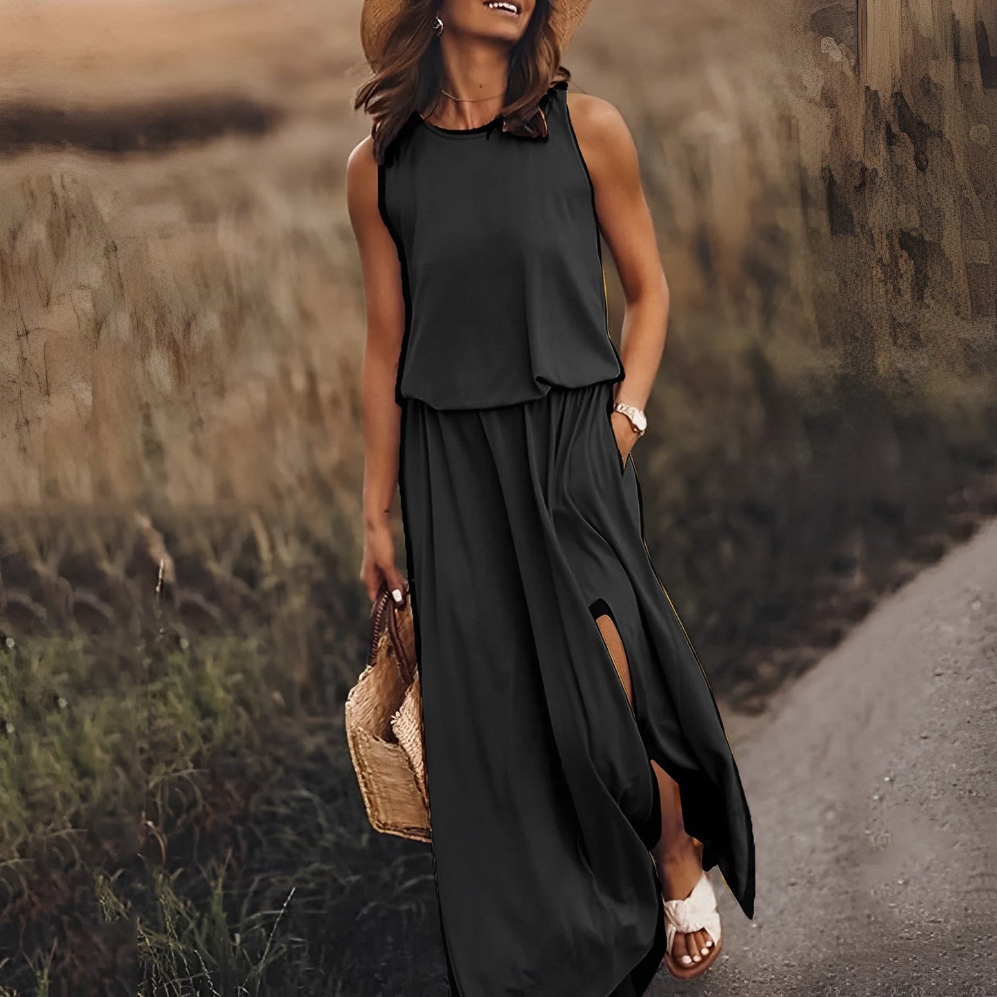 Vestido Largo Sin Mangas con Estilo Retro | Ideal para Primavera y Verano