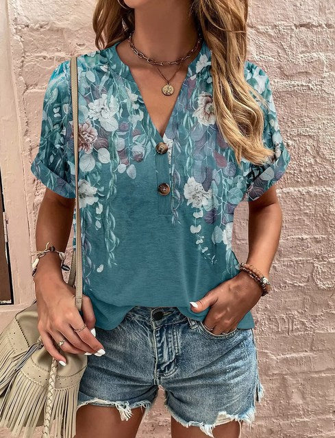 Camisa de Cuello en V con Detalles de Botones para Mujer I Ideal para Primavera y Otoño